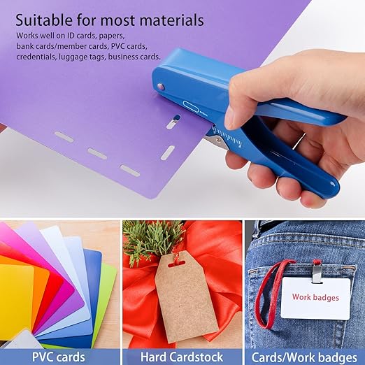 Imlike Handheld Badge Slot Hole Punch: Slot Puncher for PVC ID Card, Business Card, Name Tag and Luggage Tag, 19/32" x 5/32" Hole, All Metal Construction