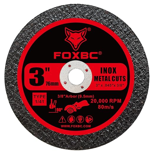 FOXBC 3 Inch Cut Off Wheel Discs, Metal & Stainless Steel Cutting Disc for Die Grinder, 3” x 3/64” x 3/8” - 50 Pack