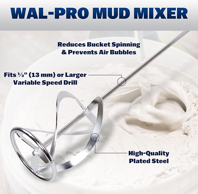 WAL-BOARD TOOLS Deluxe Drywall Finishing Tool Kit, Mud Pan, MultiTool, Taping Knife, Bucket Scoop, Saw, Mud Mixer, DTKFNSH2