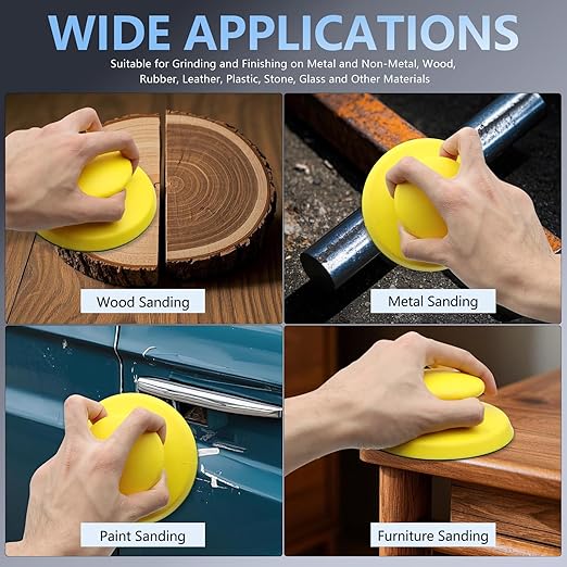 VIBRATITE 40 Pieces 5 Inch Sanding Discs, Wet Dry Sandpaper Sheets Assortment 80 to 7000 Grit Silicon Carbide Hook and Loop Round Sanding Paper with Handle Sanding Block for Wood Metal Automotive