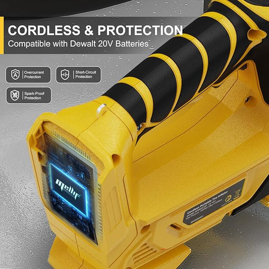Air Compressor for Pneumatic Brad Nailer Stapler, Compatible with Dewalt 20V Battery(Tool Only), 120 PSI Oil Free Cordless Portable Compressor, 160PSI Digital Tire Inflator for Pickup, Tire