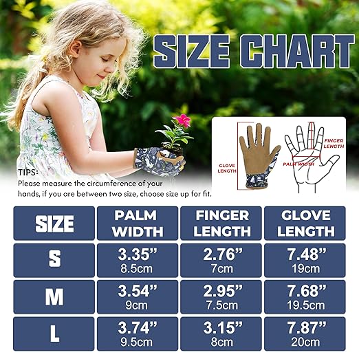 HANDLANDY 2 Pairs Kids Genuine Leather Gardening Gloves for ages 3-11, Children Toddler Work Outdoor Playing Gloves for Boys Girls Gift (Small (for age 2-4), Blue)