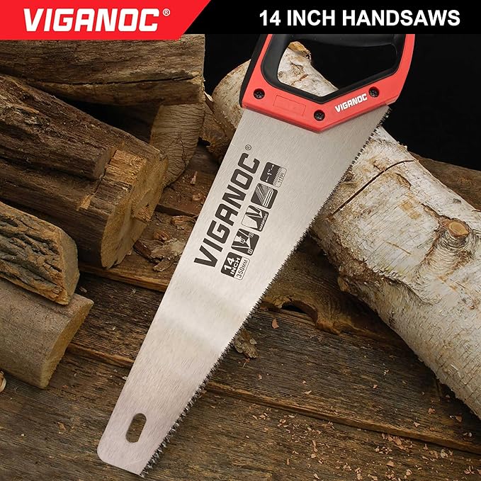 Vigaoc Hand Saw, Fine Cut Handsaws, 11TPI Sharp Wood Saw for Wood Working and Gardening, 14-inch