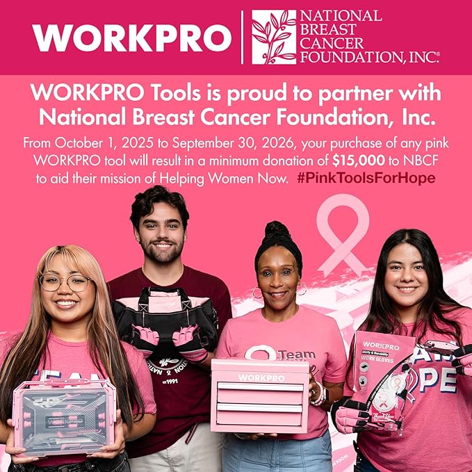 WORKPRO Mini Bar Clamps for Woodworking, 6"(2) and 4-1/2"(2), 4-Piece One-Handed Clamp/Spreader, Light-Duty Quick-Change F Clamp with 150lbs Load Limit - Pink Ribbon