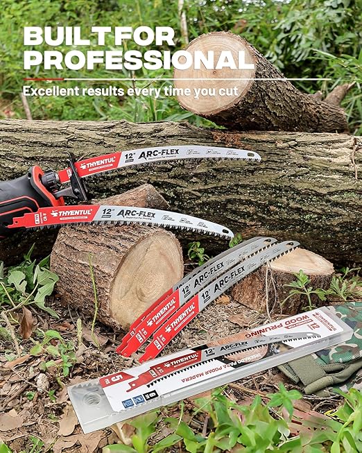 5 Pack 12inch 6TPI Japanese Teeth Reciprocating Saw Blades,Curved Edge Wood Pruning Saw Blades for Tree Trimming, Wood Cutting