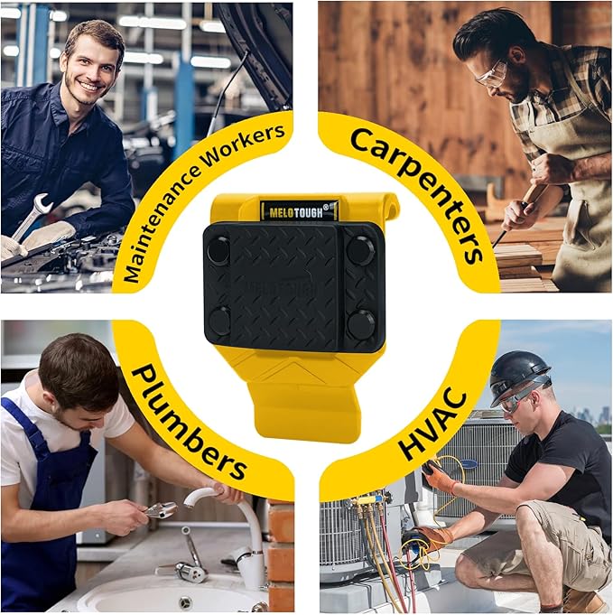MELOTOUGH Magnetic Tool Holder, N48 Strong Magnetic Belt Clip for Nails, Screws, Drill Bit, Wrenches, Screwdrivers, Hammer, Sockets and Other Metal Tools and Hardware - Fits Up to 2.7" Belt