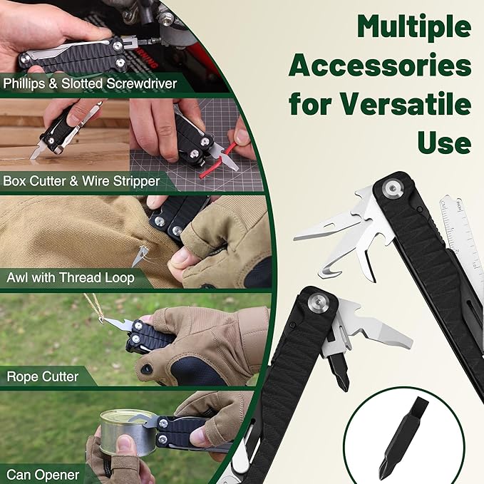MOSSY OAK Multitool, 17-in-1 EDC Multi Tool with CNC-Machined Steel Pliers, G10 Anti-Slip Handle, Nylon Sheath & Belt Clip ??Durable MultiTool for Camping, Hiking, Hunting, Survival, and Everyday Use