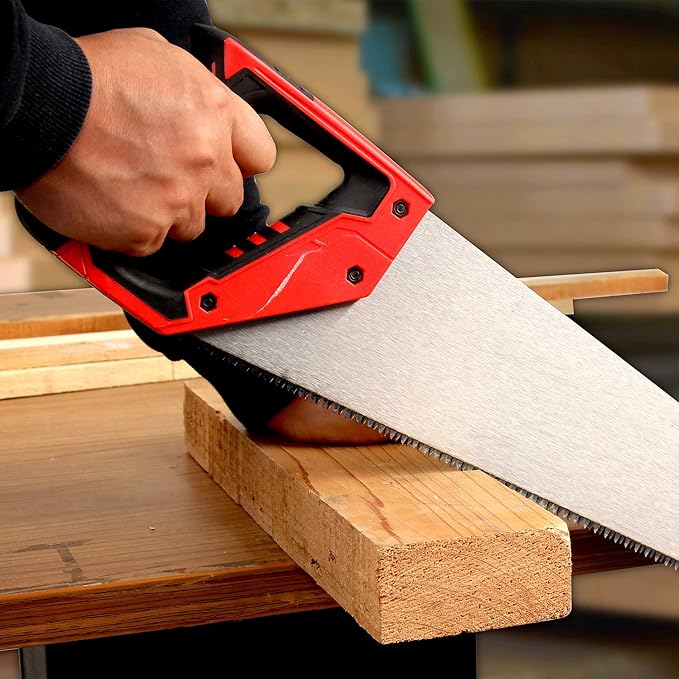 HAUTMEC 20" Universal Hand Saw, 8 TPI Triple-Ground Teeth, Low-Friction Blade, Ergonomic Handle with 45° & 90° Markers, Pro Handsaw for Wood, Plywood, Plastic, Tree Branch Cutting – HT0025