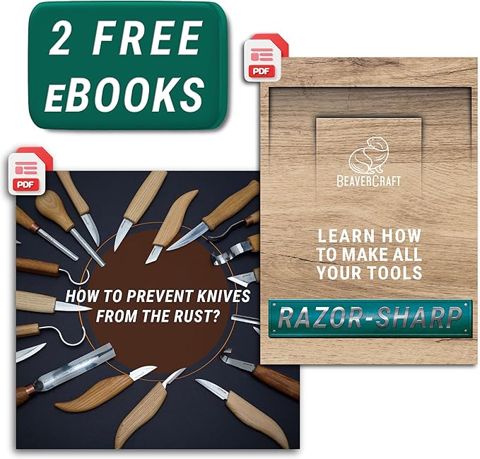 BeaverCraft Wood Carving Knife Kit S15 Whittling Kit for Beginners, Kids - Wood Carving Tools Set with Detail Chip Knife Sloyd Whittling Knives & Leather Strop, Polishing Compound and Tutorials
