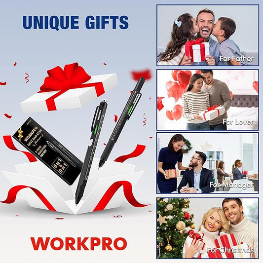 WORKPRO Father's Day Gifts for Men, 9 Functions Multi-tool Pen Set, Birthday Gifts for Who Have Everything, Cool EDC Gadgets for Men, Stocking Stuffers, for Dad Grandpa Husband Him Adults Boyfriend