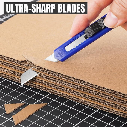 16 Pack Box Cutter Retractable, 9mm Wide Utility Knife, Box Opener, Disposable Box Cutter Knife, Box Ppener, Navajas de Trabajo Exacto Knife for Home, Office Use