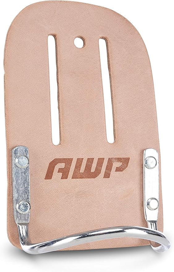 AWP Leather Hammer Holder, Genuine Saddle Leather Tool Belt Accessory, Fits Work Belts up to 2-1/2 Inches Wide, Durable Holder for Hammers and Hand Tools, 1L-739-2