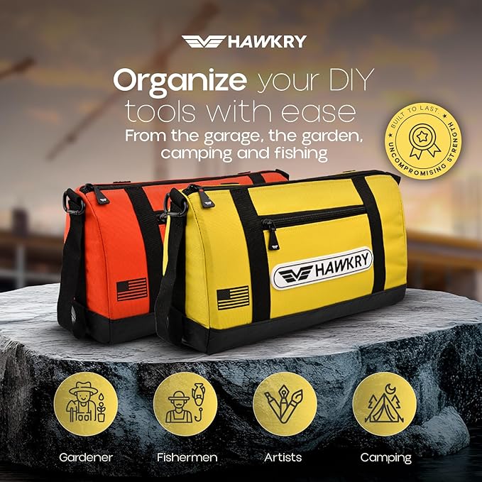 HAWKRY Oxford Waterproof Tool Bag set of 2 â Small Tool Bag and Tool Pouch, Fishing Bag, Travel Pouch, Compact, Durable Small Travel Bag, Multipurpose Tool Bags for Men for Work, Fishing and Travel