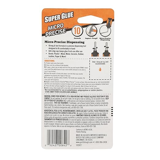 Gorilla Micro Precise Super Glue Gel, Cyanoacrylate Glue, Fast Setting, Precise Dispensing Tool, Anti-Clog Cap, Clear, 5.5g, (Pack of 2)