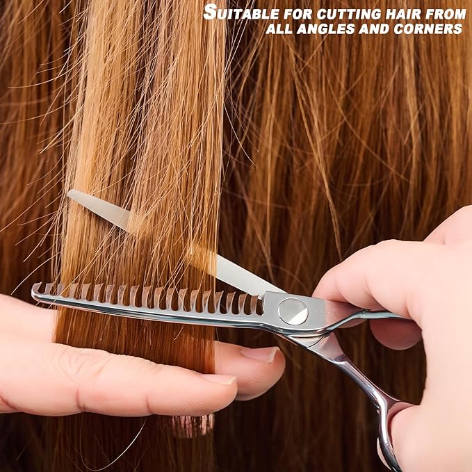High-end Professional Hair Cut Thinning Scissors Hair Cutting Teeth Shears Barber Hairdressing Texturizing Scissor Extremely Very Sharp 6.1 Inch Dynamic Stainless Steel Alloy For Salon& Home