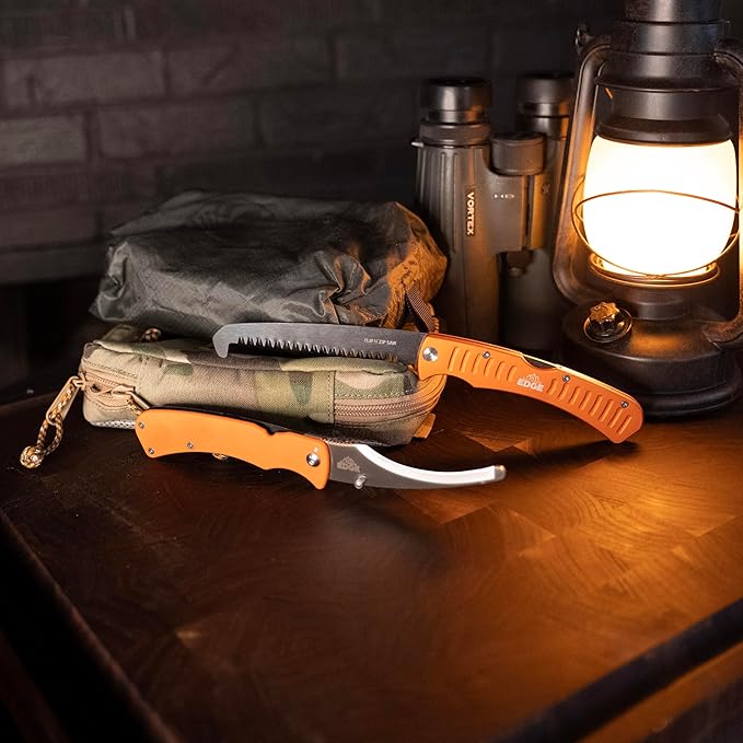 OUTDOOR EDGE RazorGuide Pak with Zip Pro & 12 Extra Blades | Hunting Knife Set Features Two Replaceable Blade Hunting Knives, Bone Saw, and Zip Pro Gutting Blade (Black Guide Pack Pro)