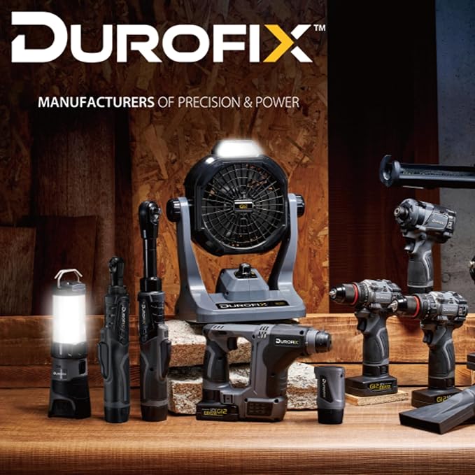 Durofix G12 Series 12V Li-ion Cordless 3/8” 60 ft-lbs. Extended Ratchet Wrench Tool Kit, 12V Cordless Ratchet Wrench, Variable Speed & LED Light (RW1216-32 - 2 Battery Pack)