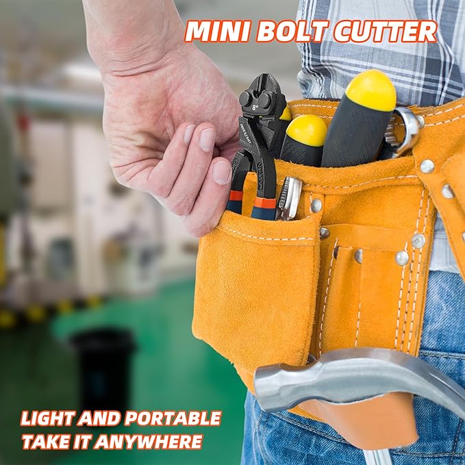 PRIDE&CRAFT 8 inches Mini Bolt Cutter Heavy Duty Cutting Tool for Wire, Chain, and Bolts, Compact Wire Cable Cutter, Snips Clippers, Portable Tools for Electricians, Mechanics, and DIY Enthusiasts