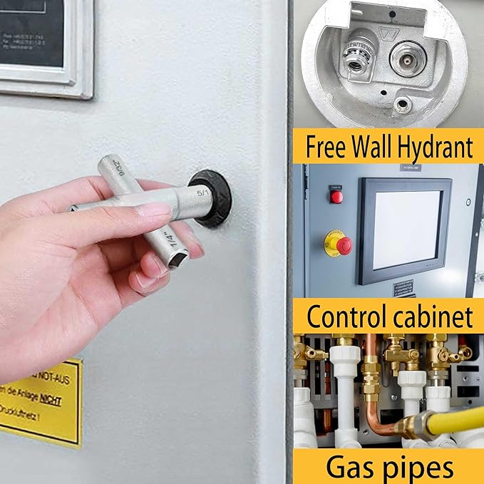 2Pc. 4 Way Sillcock Water Key Set, 1/4", 9/32", 5/16", 11/32", Utility Key Fits Most Sillcock, Stopcock, Water Spigots, Wall-hydrant, Control Cabinet and Valves