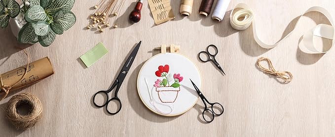 3 Pair Small Embroidery Scissors: Forged Stainless Steel Sharp Pointed Tip Precision Cutting Details Thread Yarn for fabric, sewing, craft, Needlework, 2.5 Inch, 3.5 Inch and 6 Inch Black