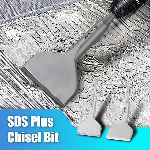 SDS Plus Chisel Bit, 3 Inches Wide Tile & Thinset Scaling Straight Chisel for Hammer Drill, 40Crmo Material Floor Scraper for Concrete & Tile Removal 160 x 75 mm (6.3" x 3")