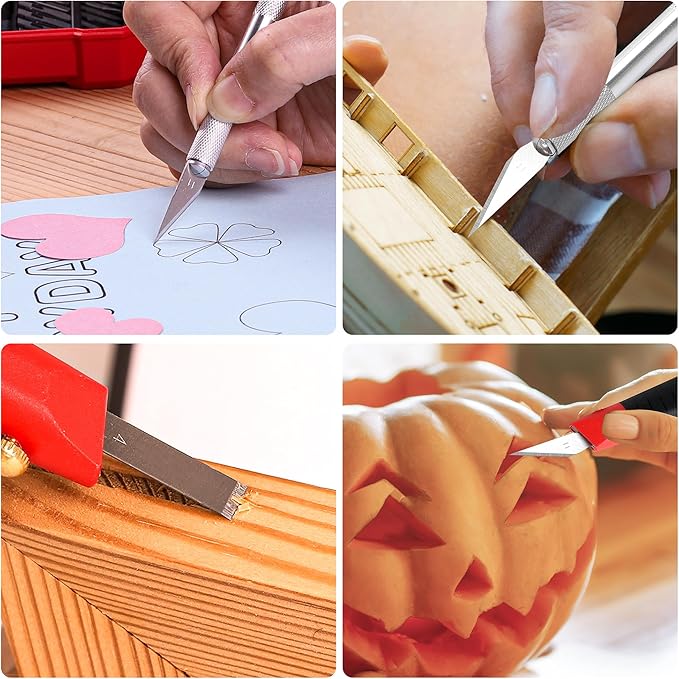 FASTPRO 31-Piece Precision Hobby Knife Set, Craft Knives with 26pcs Blades, Exacto Knife Set Included Tweezers, Grindstone, Steel Ruler and Storage Case, for Art Work, Scrapbooking, Stencil, Modeling