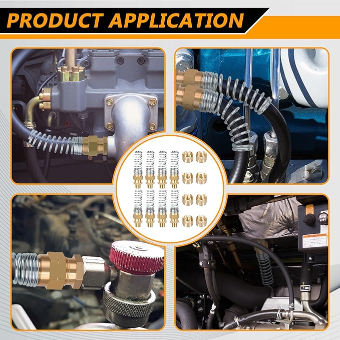 8PCS Brass DOT Air Brake Hose End Fittings, Dazakoot 1/2??Hose x 1/2??Male Connector with Spring Guard, Air Brake Line Fitting, Repair Fittings With 8 Pack Sleeve Tubes