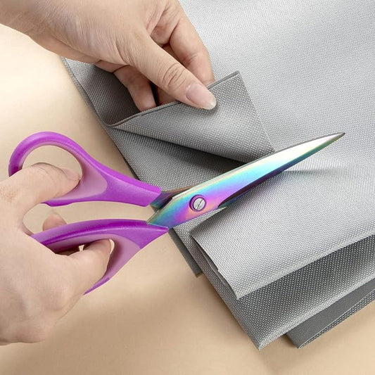 3PCS Purple Craft Scissors, Sharp Tailor Scissors, Titanium Blades Shears Rubber Soft Grip Handle, Multi-Purpose Fabric Scissors for Adults, Office, Sewing, School and Home Using