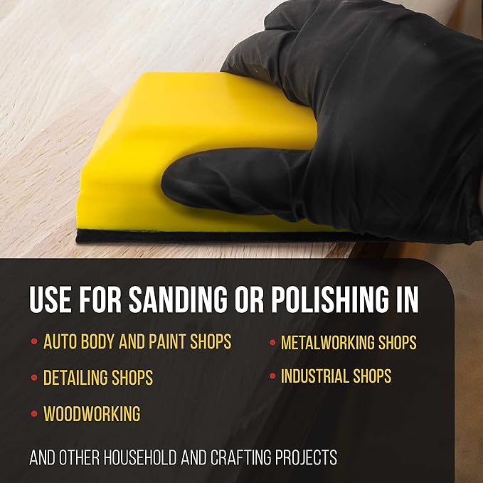 Dura-Gold Pro Series Rectangle 5" x 2-3/4" Hand Sanding Block Pad with Hook & Loop Backing and PSA Sandpaper Conversion Adapter Pad - Automotive Paint Prep Sand Shape Contour Woodworking Furniture