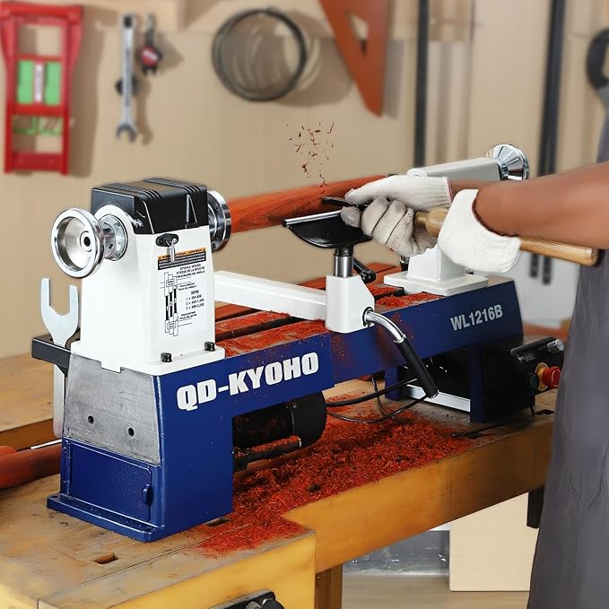 12" X 16-1/2" Wood Lathe Machine竊똙ariable-Speed 250-3200 RPM Digital Display Power Wood Lathes竊?/4HP,120V 1PH Wood Turning Lathe,VSR Woodworking Lathe For Precision Woodworking Projects