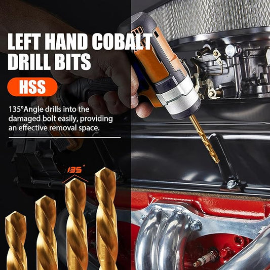 Gifts for Men, Damaged Screw Extractor Set Left Hand Drill Bits for Easy Out Removing Broken Bolt Kit, Valentines Day Gifts for Him Men Adults竊?4pieces