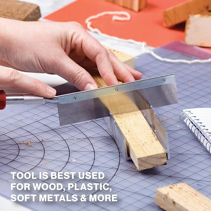 Excel Blades Metal Mitre Box - Small 6-Inch Aluminum and Steel Tool for Wood, Plastic, and Soft Metals, 2 Cutting Angles