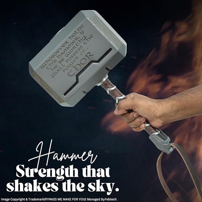 Hammer 15-Inch Metal, Full Size Adult Collectible with Engraving, Handmade Leather Wrap (Grey)