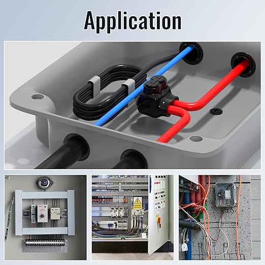 2 Port Insulated Multi Tap Connector 3/0-6 AWG Black Electrical Cable Connectors 7/32" Allen Hex Aluminum Wire Connector - 6 Pack
