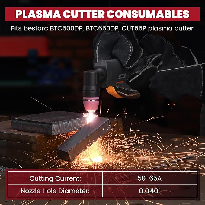 bestarc AG60P Plasma Cutter Consumables Cutting Torch Tip Nozzles Kit 50pcs For BTC500DP, BTC650DP