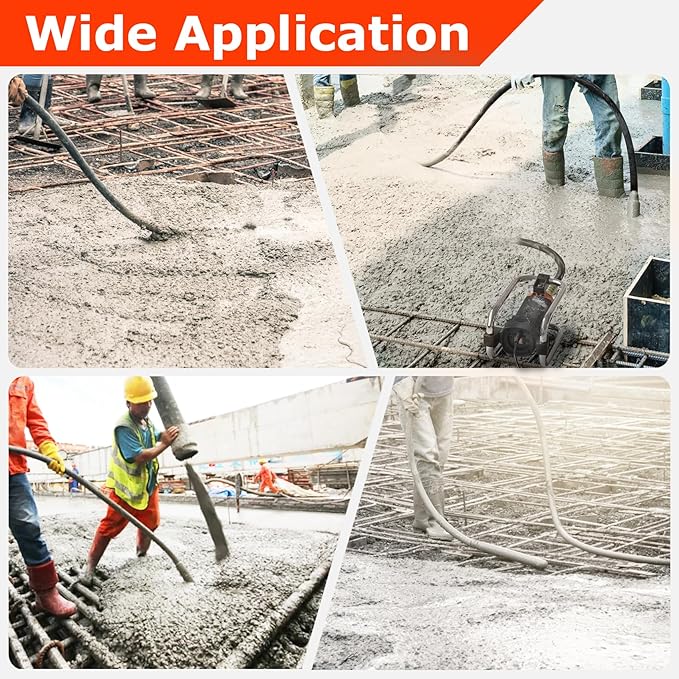 Seeutek Concrete Vibrating Tool - 1500W 16000 RPM Portable Pencil Cement Vibrator to Remove Air Bubbles and Level Concrete with 4.5m (14-3/4ft) Long Shaft Rod, Easy to Use