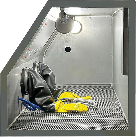 Skat Blast TP Tools USA 2858FP Abrasive Sandblast Sandblasting Cabinet with HEPA Vacuum, 58"W x 28"D x 28"H Work Area, Made in USA
