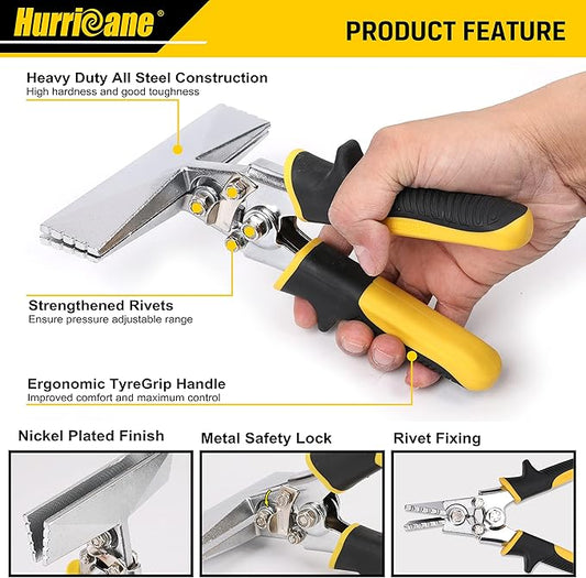 HURRICANE Sheet Metal Hand Seamer, 6 Inch Straight Jaw Bender Tools for Flattening Metal, Bending Pliers with Ergonomic TyreGrip Handle