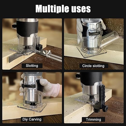 Router Tool, 6.5Amp 1.25HP Wood Routers for Woodworking, 13000-33000 RPM 6 Variable SpeedsHand Wood Tool Compact Edge Trimmer with 12 1/4" Router Bit Set (US6)