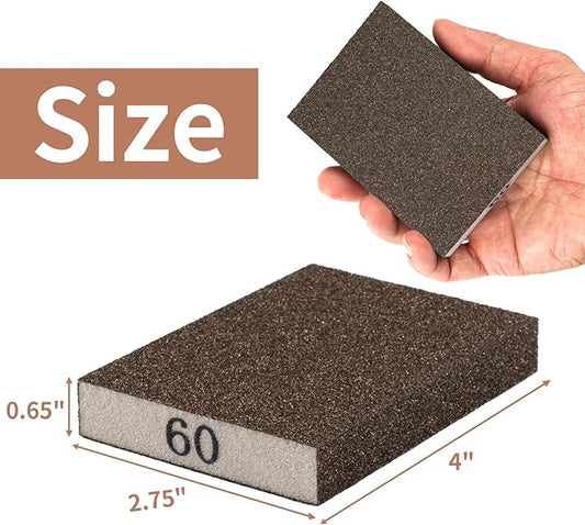 8 Pack Sanding Sponge, Sanding Blocks 60 Grit Assortment, Sand Paper for Wood Furniture, Sander Pads, Washable and Reusable Sandpaper for Drywall Metal Glasses Repair (60 Grit)
