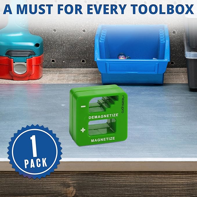 Demagnetizer and Magnetizer for Screwdrivers Tips, Bits, and Small Tools, Large or Big Screws, Drills, Drill Bits, Sockets, Nuts, Bolts, Nails and Precision Construction Tools - Green