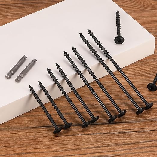 #14 x 3 Inch Lag Screws (352Pcs) 8lb. Structural Wood Screw, Black, Carbon Steel, Washer Head, Rust Resistant epoxy Coated, T30 Star Bit