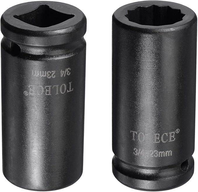 uxcell 3/4-Inch Drive 23mm 12-Point Deep Impact Socket, CR-MO Steel 78mm Length, Metric Sizes