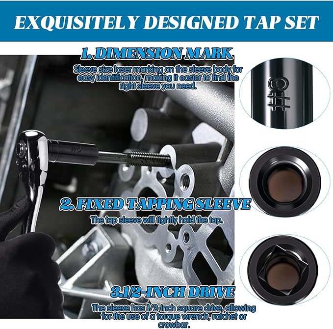 11 Pack 70700 Tap Socket Set Tap Socket Fits All Number and Fractional MCTI Standard Taps Thru 1/2" and 1/8" NPT Taps