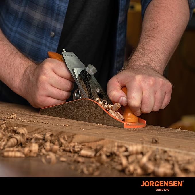 JORGENSEN No.4 10" Wood Planer, Hand Planer for Woodworking, Professional Smoothing Plane for Trimming, Craft - Hand Plane with Ductile Iron Body, Adjustable Cutting Depth