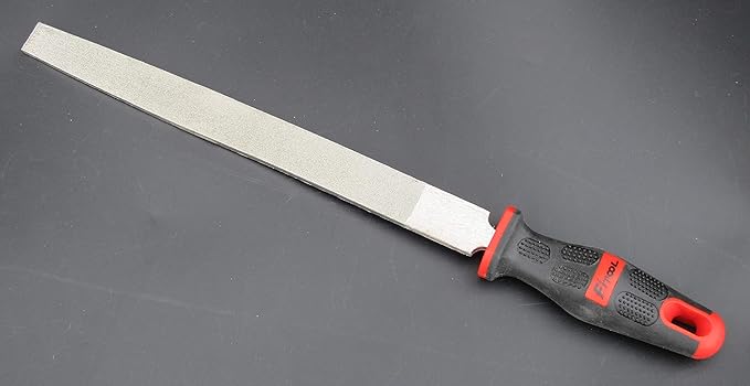 10-Inch Diamond Coated Flat File, Medium #150 Grit, for Glass, Tile, Ceramic and Stone, Granite, Marble, Concrete, Big Comfort Massage Handle Grip, Total Length 14.7-Inches, Glass Ceramic Tile File