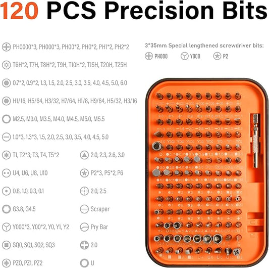 Precision Screwdriver Set ??Magnetic Electronics Repair Tool Kit with 3 S2 Long Steel Bits, Laptop Screwdriver Set for Phone, Computer, Game Console, Camera, Eyeglass, Watch, and DIY Projects