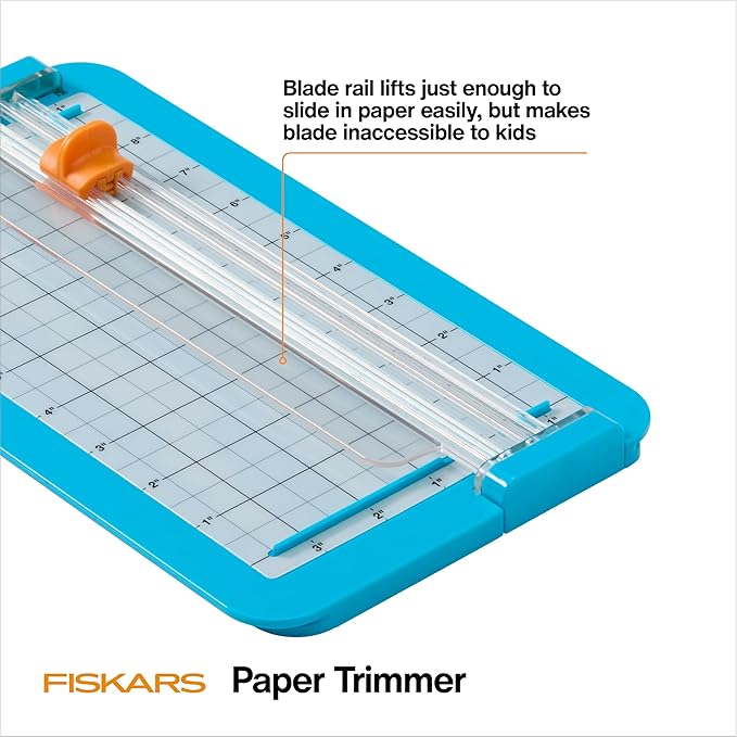 Fiskars Kids Junior Paper Trimmer ??Turquoise Safe and Easy Paper Cutter for Crafting and School Projects 7 x 11.5 Inches
