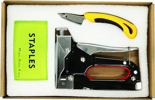 Heavy Duty Staple Gun for Wood & Fabric - 2100 Staples, Remover, Upholstery & Home Repair