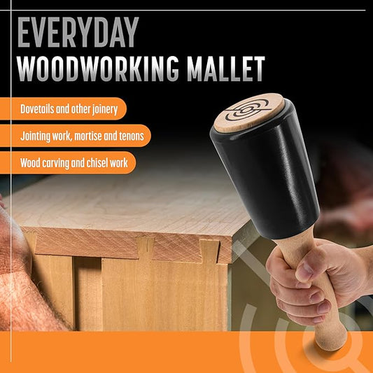 Precision Wood Carving Mallet 15oz for Woodworking, Comfortable Wooden Handle Reduces Hand Fatigue, Non-Marring Urethane Head Protects Tools, Chisel Hammer from Schaaf Tools